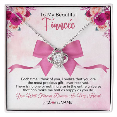 Love Knot Necklace | Personalized To My Beautiful Fiancee Necklace From Fiance Forever In My Heart Fiancee Birthday Valentines Day Christmas Customized Gift Box Message Card | teecentury