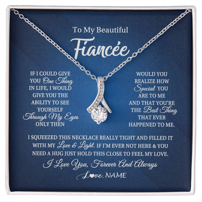 Alluring Beauty Necklace | Personalized To My Beautiful Fiancee Necklace From Fiance Hold This Close My Love Fiancee Birthday Valentine Day Christmas Customized Gift Box Message Card | teecentury