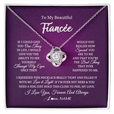 Love Knot Necklace | Personalized To My Beautiful Fiancee Necklace From Fiance I Love You Fiancee Birthday Valentines Day Christmas Jewelry Customized Gift Box Message Card | teecentury