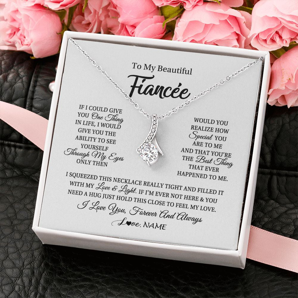 Alluring Beauty Necklace | Personalized To My Beautiful Fiancee Necklace From Fiance If I Could Give You Fiancee Birthday Anniversary Christmas Jewelry Customized Gift Box Message Card | teecentury