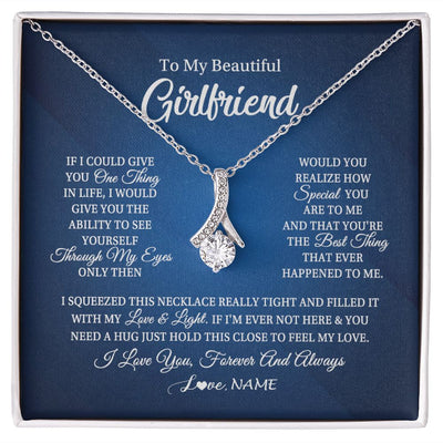 Alluring Beauty Necklace | Personalized To My Beautiful Girlfriend Necklace From Boyfriend Hold This Close My Love Girlfriend Birthday Christmas Customized Gift Box Message Card | teecentury