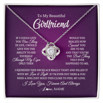 Love Knot Necklace | Personalized To My Beautiful Girlfriend Necklace From Boyfriend I Love You Wife Birthday Valentines Day Christmas Jewelry Customized Gift Box Message Card | teecentury