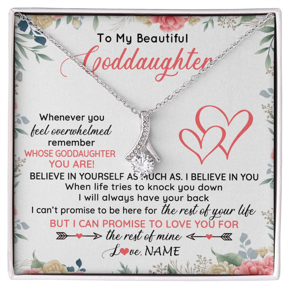 Alluring Beauty Necklace | Personalized To My Beautiful Goddaughter Necklace From Aunt Believe In You Goddaughter Birthday Graduation Christmas Jewelry Customized Gift Box Message Card | teecentury