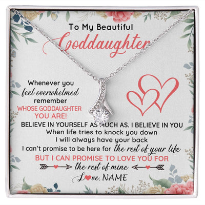 Alluring Beauty Necklace | Personalized To My Beautiful Goddaughter Necklace From Aunt Believe In You Goddaughter Birthday Graduation Christmas Jewelry Customized Gift Box Message Card | teecentury