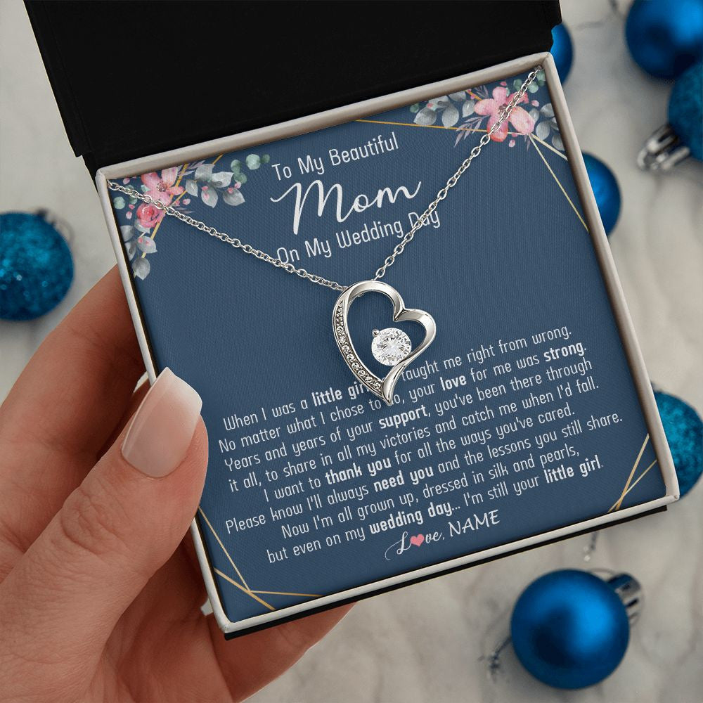 Forever Love Necklace | Personalized To My Beautiful Mom Necklace From Daughter On My Wedding Day Mother Of The Bride From Daughter Mom Jewelry Customized Gift Box Message Card | teecentury