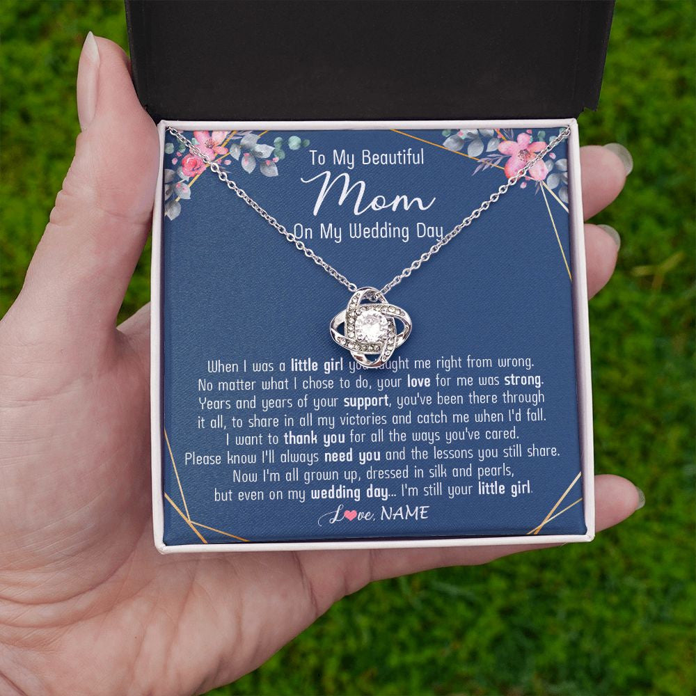 Love Knot Necklace | Personalized To My Beautiful Mom Necklace From Daughter On My Wedding Day Mother Of The Bride From Daughter Mom Jewelry Customized Gift Box Message Card | teecentury