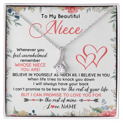Alluring Beauty Necklace | Personalized To My Beautiful Niece Necklace From Aunt Uncle Auntie Believe In You Niece Birthday Graduation Christmas Jewelry Customized Gift Box Message Card | teecentury