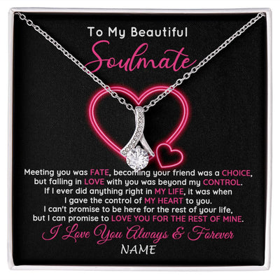 Alluring Beauty Necklace | Personalized To My Beautiful Soulmate Necklace From Husband Falling In Love Wife Birthday Valentines Day Christmas Jewelry Customized Gift Box Message Card | teecentury