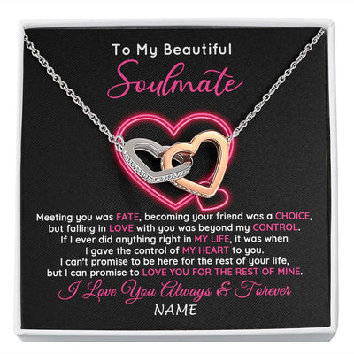 Interlocking Hearts Necklace | Personalized To My Beautiful Soulmate Necklace From Husband Falling In Love Wife Birthday Valentines Day Christmas Jewelry Customized Gift Box Message Card | teecentury