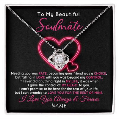 Love Knot Necklace | Personalized To My Beautiful Soulmate Necklace From Husband Falling In Love Wife Birthday Valentines Day Christmas Jewelry Customized Gift Box Message Card | teecentury