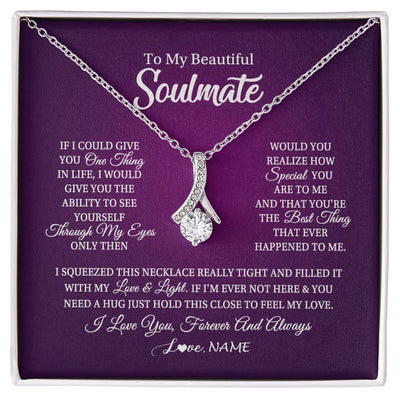 Alluring Beauty Necklace | Personalized To My Beautiful Soulmate Necklace From Husband I Love You Future Wife Birthday Valentines Day Christmas Customized Gift Box Message Card | teecentury