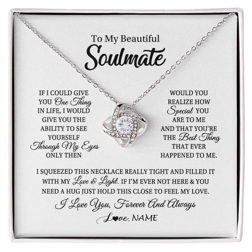 Love Knot Necklace | Personalized To My Beautiful Soulmate Necklace From Husband If I Could Give You Future Wife Birthday Anniversary Christmas Customized Gift Box Message Card | teecentury