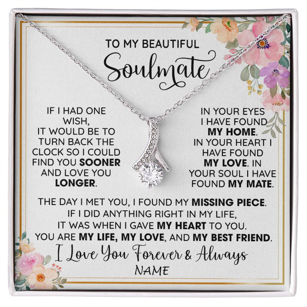 Alluring Beauty Necklace | Personalized To My Beautiful Soulmate Necklace From Husband My Life My Love Wife Romantic Birthday Anniversary Christmas Customized Gift Box Message Card | teecentury