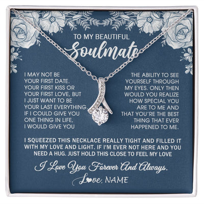 Alluring Beauty Necklace | Personalized To My Beautiful Soulmate Necklace Love Forever For Wife Birthday Anniversary Wedding Valentines Day Christmas Customized Gift Box Message Card | teecentury