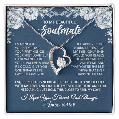 Forever Love Necklace | Personalized To My Beautiful Soulmate Necklace Love Forever For Wife Birthday Anniversary Wedding Valentines Day Christmas Customized Gift Box Message Card | teecentury