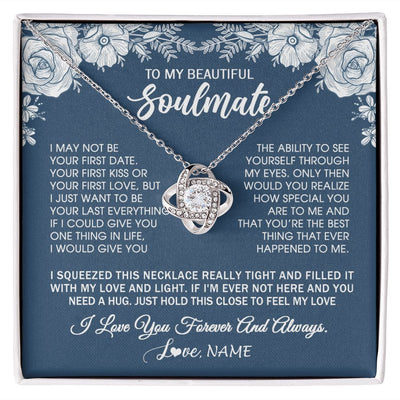 Love Knot Necklace | Personalized To My Beautiful Soulmate Necklace Love Forever For Wife Birthday Anniversary Wedding Valentines Day Christmas Customized Gift Box Message Card | teecentury