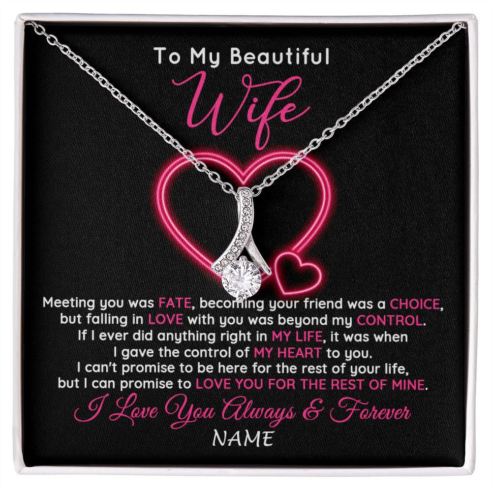 Alluring Beauty Necklace | Personalized To My Beautiful Wife Necklace From Husband Falling In Love Wife Birthday Anniversary Wedding Valentines Day Customized Gift Box Message Card | teecentury