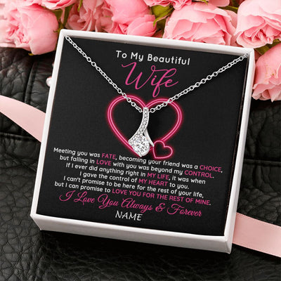 Alluring Beauty Necklace | Personalized To My Beautiful Wife Necklace From Husband Falling In Love Wife Birthday Anniversary Wedding Valentines Day Customized Gift Box Message Card | teecentury