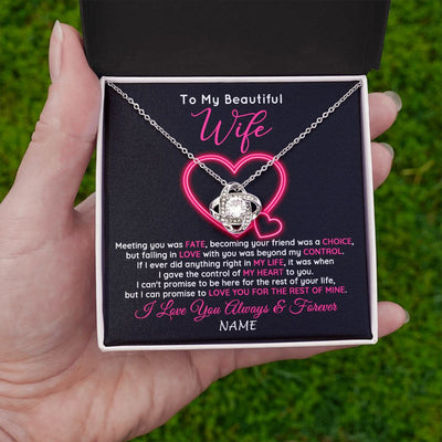 Love Knot Necklace | Personalized To My Beautiful Wife Necklace From Husband Falling In Love Wife Birthday Anniversary Wedding Valentines Day Customized Gift Box Message Card | teecentury