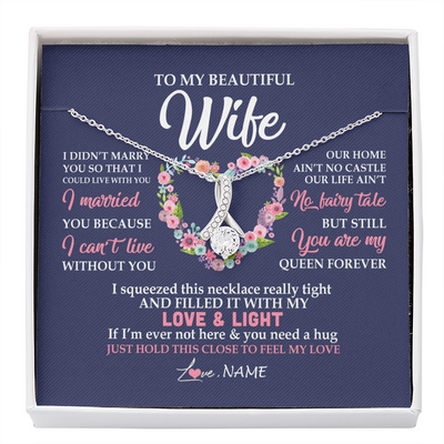 Alluring Beauty Necklace | Personalized To My Beautiful Wife Necklace From Husband Feel My Love Wife Birthday Anniversary Wedding Valentines Day Christmas Customized Message Card | teecentury