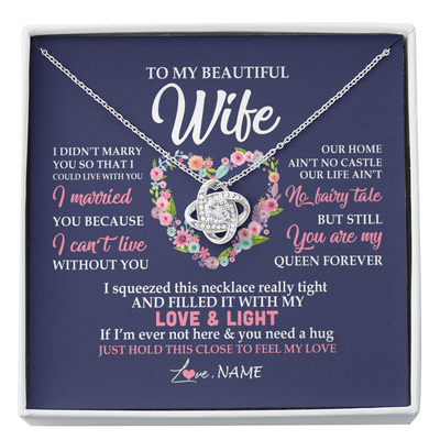 Love Knot Necklace | Personalized To My Beautiful Wife Necklace From Husband Feel My Love Wife Birthday Anniversary Wedding Valentines Day Christmas Customized Message Card | teecentury