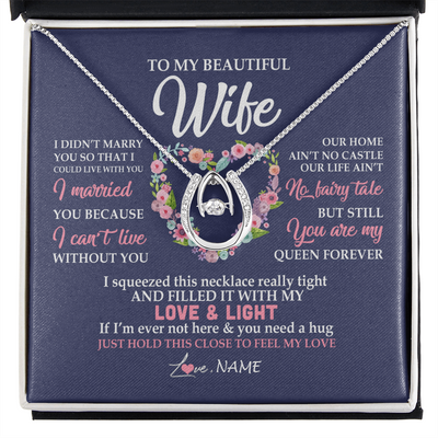 Lucky In Love Necklace | Personalized To My Beautiful Wife Necklace From Husband Feel My Love Wife Birthday Anniversary Wedding Valentines Day Christmas Customized Message Card | teecentury