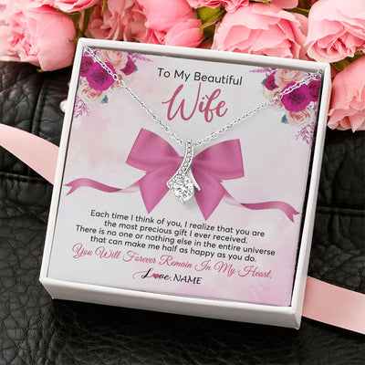 Alluring Beauty Necklace | Personalized To My Beautiful Wife Necklace From Husband Forever In My Heart Wife Birthday Anniversary Wedding Valentines Day Customized Gift Box Message Card | teecentury
