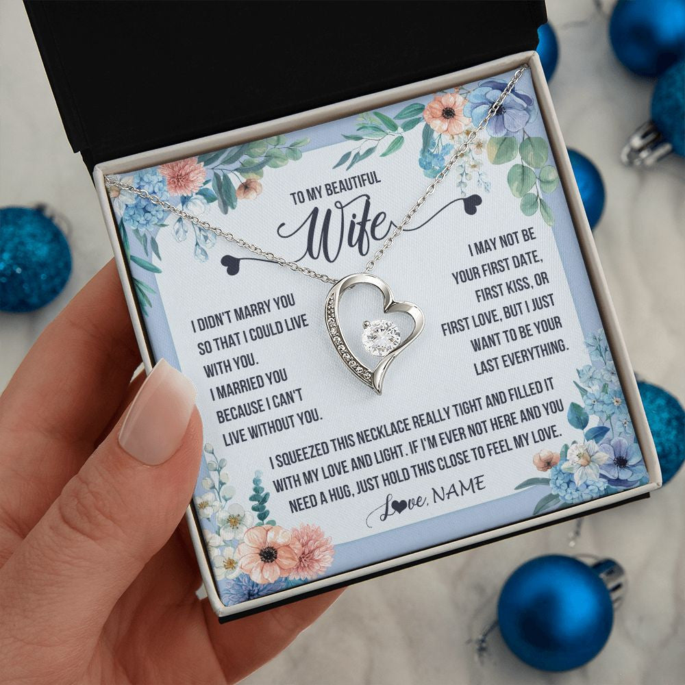 Forever Love Necklace | Personalized To My Beautiful Wife Necklace From Husband I Didn't Marry You Hot Wife Birthday Anniversary Wedding Day Christmas Customized Gift Box Message Card | teecentury