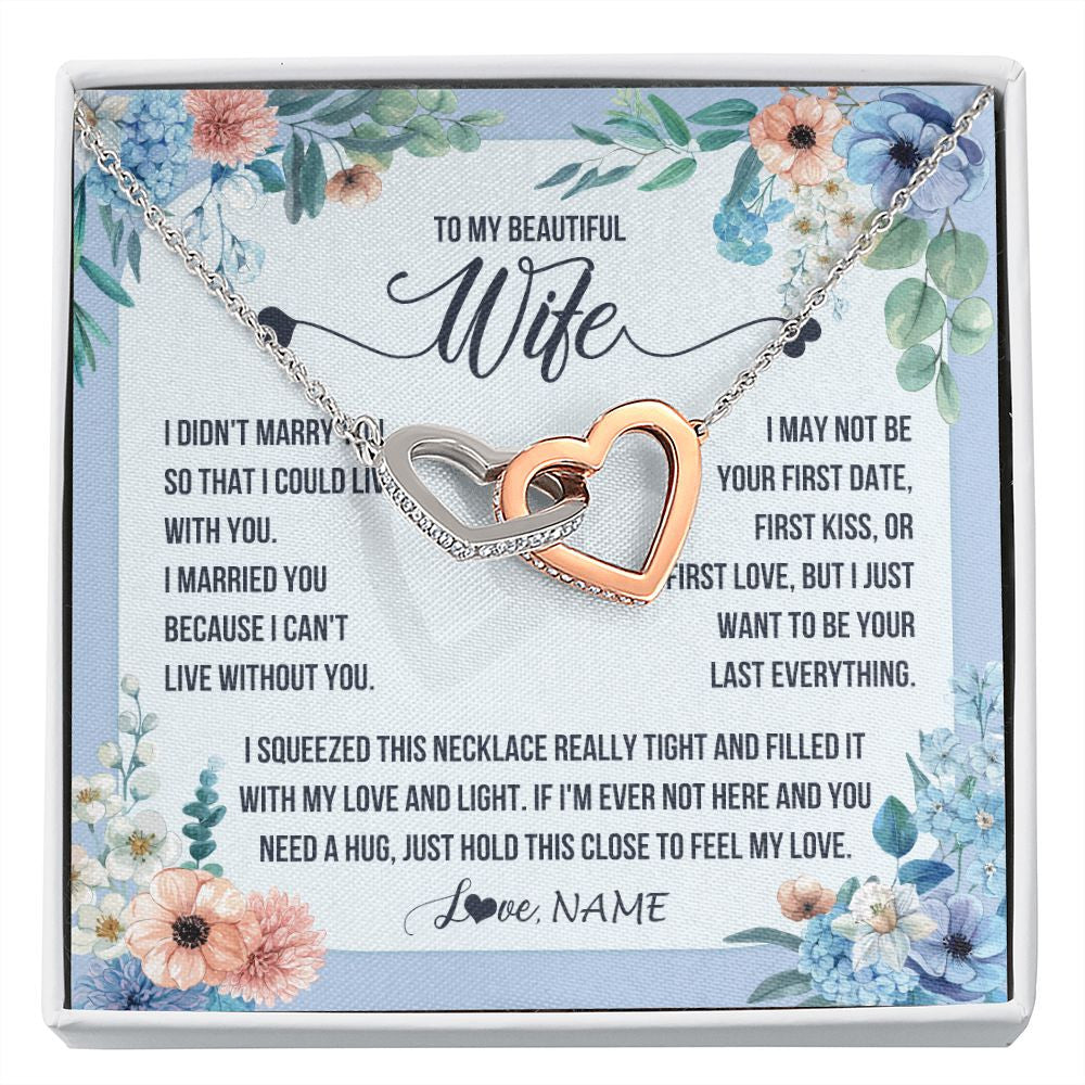 Interlocking Hearts Necklace | Personalized To My Beautiful Wife Necklace From Husband I Didn't Marry You Hot Wife Birthday Anniversary Wedding Day Christmas Customized Gift Box Message Card | teecentury