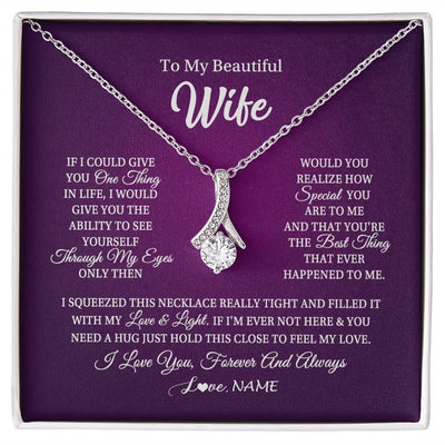 Alluring Beauty Necklace | Personalized To My Beautiful Wife Necklace From Husband I Love You Wife Birthday Anniversary Valentines Day Christmas Jewelry Customized Gift Box Message Card | teecentury