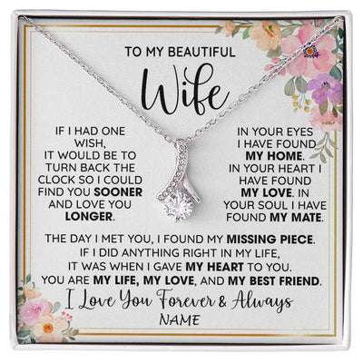 Alluring Beauty Necklace | Personalized To My Beautiful Wife Necklace From Husband My Life My Love Wife Birthday Anniversary Valentines Day Christmas Customized Gift Box Message Card | teecentury
