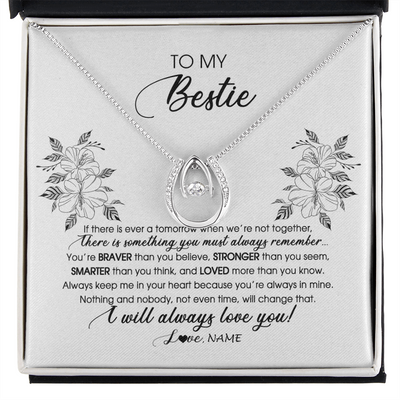 Lucky In Love Necklace | Personalized To My Bestie Necklace From Friend Sister Not Even Time Floral Niece Birthday Graduation Christmas Customized Message Card | teecentury