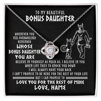 Love Knot Necklace | Personalized To My Bonus Daughter Viking Necklace From Step Dad Whenever You Feel Overwhelmed Stepdaughter Birthday Christmas Customized Gift Box Message Card | teecentury
