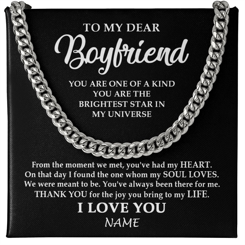 Cuban Link Chain Necklace | Personalized To My Boyfriend Necklace From Girlfriend You Are One Of A Kind Boyfriend Birthday Valentines Day Christmas Customized Gift Box Message Card | teecentury