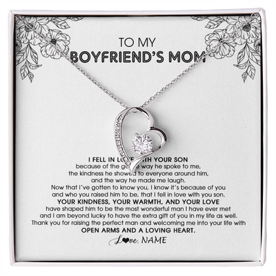 Forever Love Necklace | Personalized To My Boyfriend's Mom Necklace I Fell In Love With Your Son Boyfriends Mom Mother's Day Birthday Pendant Jewelry Customized Gift Box Message Card | teecentury
