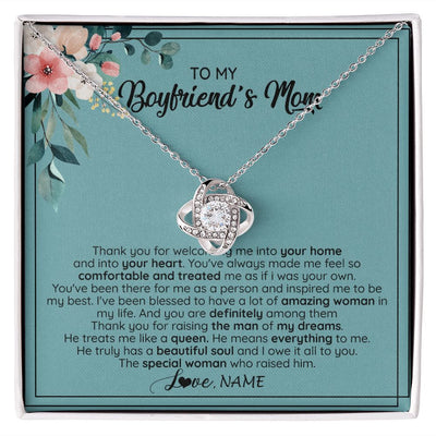 Love Knot Necklace | Personalized To My Boyfriend's Mom Necklace Thank You For Creating My Best Friend Jewelry Birthday Anniversary Wedding Day Christmas Customized Message Card | teecentury