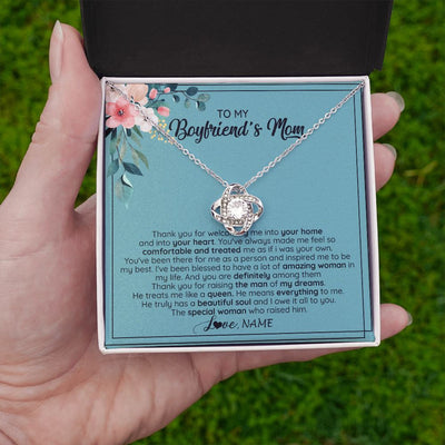 Love Knot Necklace | Personalized To My Boyfriend's Mom Necklace Thank You For Creating My Best Friend Jewelry Birthday Anniversary Wedding Day Christmas Customized Message Card | teecentury