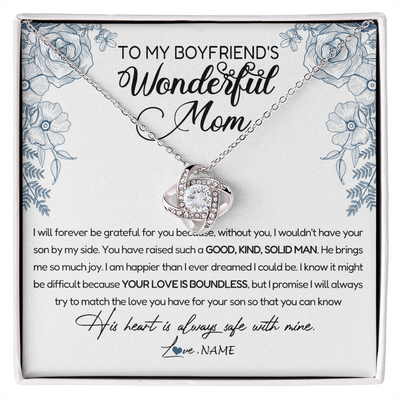 Love Knot Necklace | Personalized To My Boyfriend's Mom Necklace You Have Raised A Solid Man Boyfriends Mom Mother's Day Birthday Pendant Jewelry Customized Gift Box Message Card | teecentury