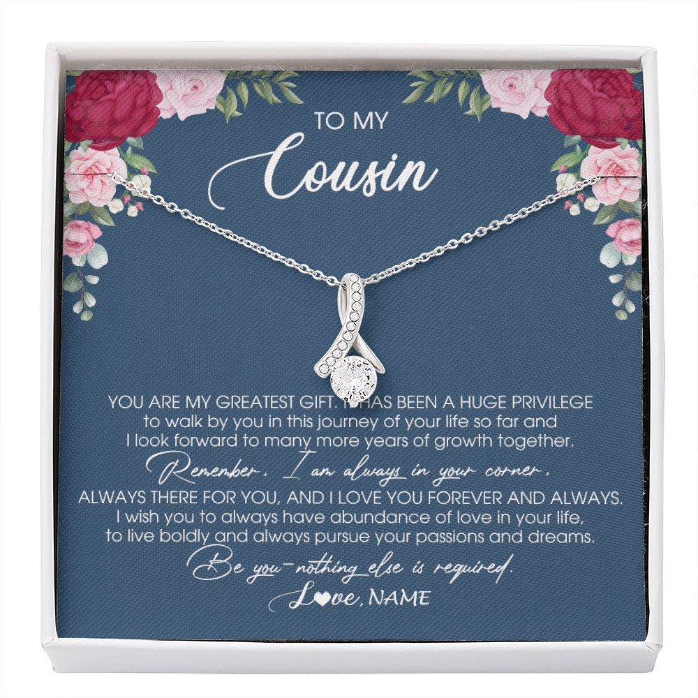 Alluring Beauty Necklace | Personalized To My Cousin Necklace From Family You Are My Greatest Gift Cousin Birthday Christmas Customized Jewelry Gift Box Message Card | teecentury