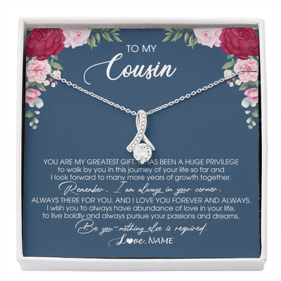 Alluring Beauty Necklace | Personalized To My Cousin Necklace From Family You Are My Greatest Gift Cousin Birthday Christmas Customized Jewelry Gift Box Message Card | teecentury