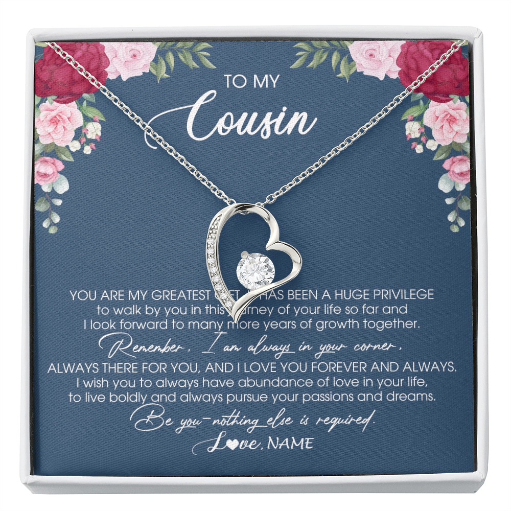 Forever Love Necklace | Personalized To My Cousin Necklace From Family You Are My Greatest Gift Cousin Birthday Christmas Customized Jewelry Gift Box Message Card | teecentury