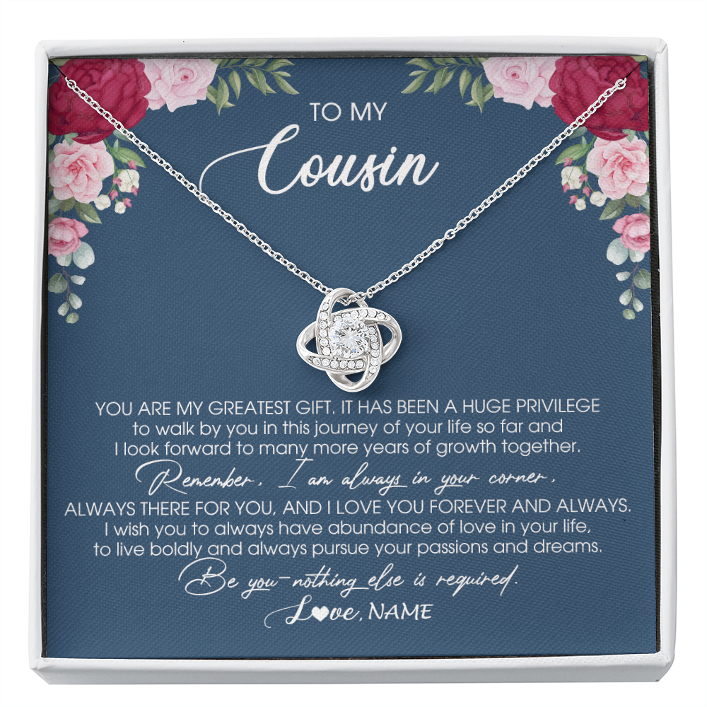 Love Knot Necklace | Personalized To My Cousin Necklace From Family You Are My Greatest Gift Cousin Birthday Christmas Customized Jewelry Gift Box Message Card | teecentury