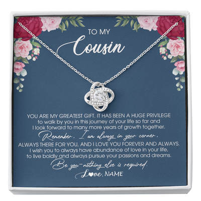 Love Knot Necklace | Personalized To My Cousin Necklace From Family You Are My Greatest Gift Cousin Birthday Christmas Customized Jewelry Gift Box Message Card | teecentury