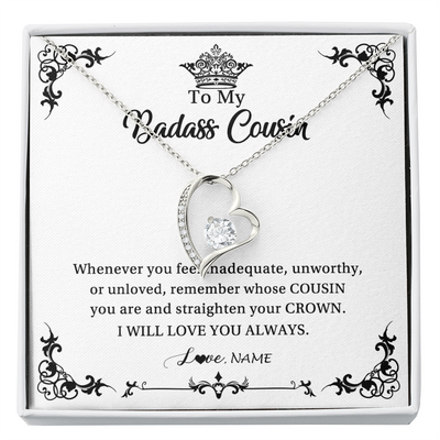 Forever Love Necklace | Personalized To My Cousin Necklace I Will Love You Always Cousin Pendant Jewelry Birthday Graduation Christmas Customized Message Card | teecentury