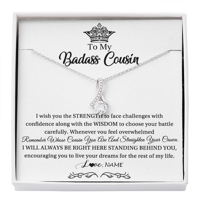 Alluring Beauty Necklace | Personalized To My Cousin Necklace Straighten Your Crown Cousin Pendant Jewelry Birthday Graduation Christmas CCustomized Gift Box Message Card | teecentury