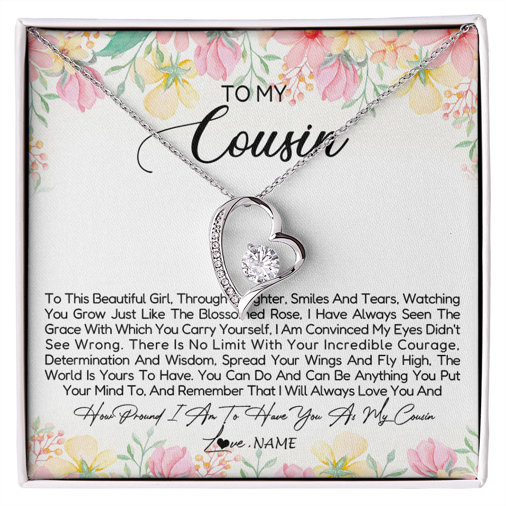 Forever Love Necklace | Personalized To My Cousin Necklace To This Beautiful Girl Cousin Pendant Jewelry Birthday Graduation Christmas CCustomized Gift Box Message Card | teecentury