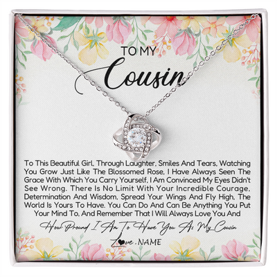 Love Knot Necklace | Personalized To My Cousin Necklace To This Beautiful Girl Cousin Pendant Jewelry Birthday Graduation Christmas CCustomized Gift Box Message Card | teecentury