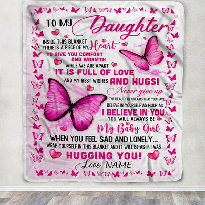 Personalized To My Daughter Blanket from Mom Dad Inside This Blanket There is a Piece of My Heart Customized Gift For Birthday Christmas Fleece Blanket Blanket | Teecentury.com