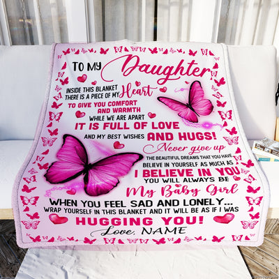 Personalized To My Daughter Blanket from Mom Dad Inside This Blanket There is a Piece of My Heart Customized Gift For Birthday Christmas Fleece Blanket Blanket | Teecentury.com