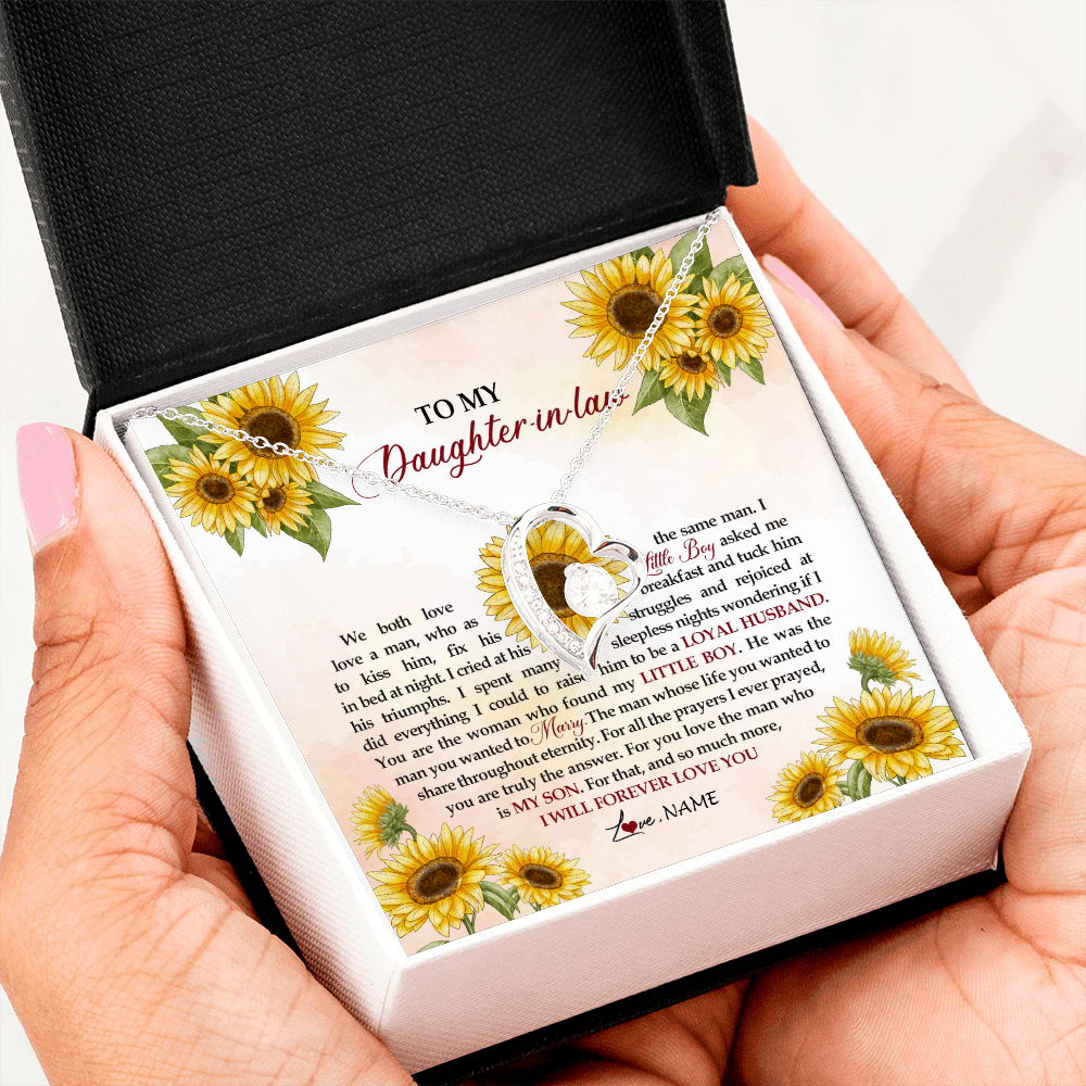 Forever Love Necklace | Personalized To My Daughter In Law Necklace from Mother In Law I Will Forever Love You Daughter In Law Jewelry Birthday Wedding Day Customized Message Card | teecentury